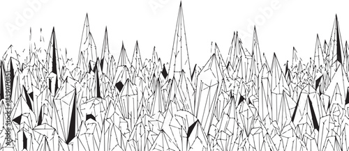 Black and white abstract geometric mountain range pattern Keywords: abstract, art, background