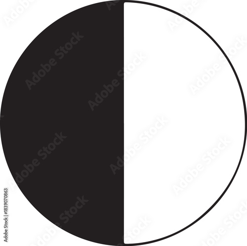 Black and white circle divided in half split yin yang