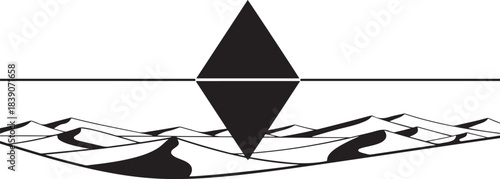 Geometric Pyramid Reflection on Desert Dunes triangle