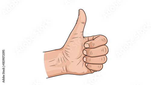 Illustration of a hand giving a thumbs up gesture for approval and positivity