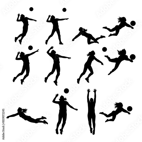 volley ball players silhouette pack