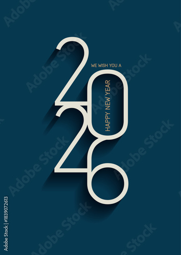 Modern Happy New Year background with minimal numbers design 