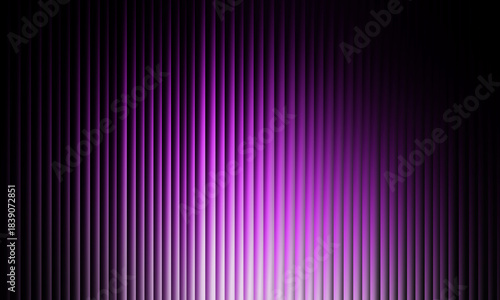 An intense, futuristic abstract background featuring tight vertical lines or stripes illuminated by a central purple and magenta light source. The dark edges create a dramatic vignette effect.
