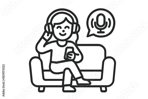 Person enjoying audio content on smartphone using headphones