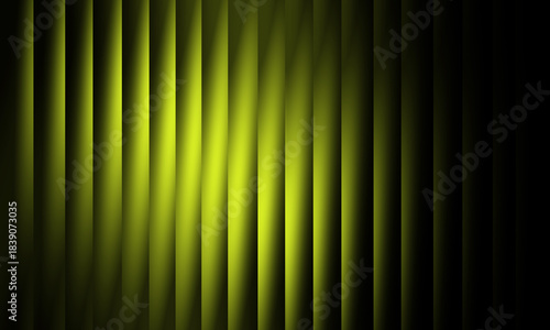 This abstract background is defined by vertical lines in a vibrant, acidic chartreuse color, giving the texture of illuminated blinds or corrugated metal. A diagonal band of bright light highlights.