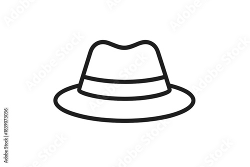 Minimalist outline icon of a classic fedora hat for style and fashion concepts