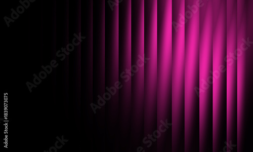 This is an abstract background of vertical, deep pink/magenta stripes that resemble illuminated velvet curtains or blinds. The lighting source is on the right, causing the lines to appear bright.