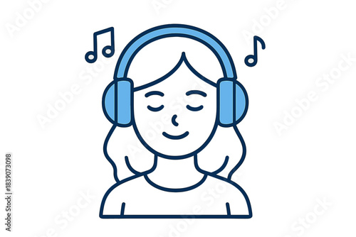 Young woman listening to music with closed eyes wearing over-ear headphones