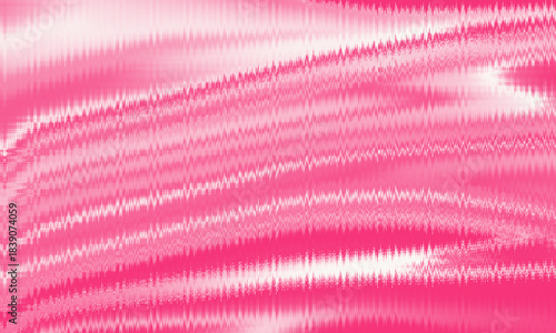 This is a vibrant abstract background in hot, bright pink with an intense, wavy, horizontal texture resembling distorted static or liquid motion. White highlights are woven into the distorted pink.