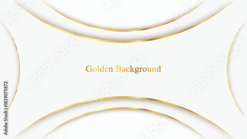Minimalist vector art golden curved lines on smooth white background with soft shadows elegant modern design luxury style gradient light effect for decoration