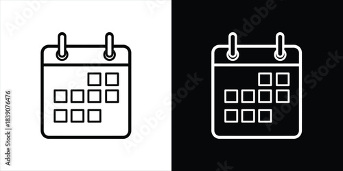 Minimalist black and white calendar icons for date and event planning applications