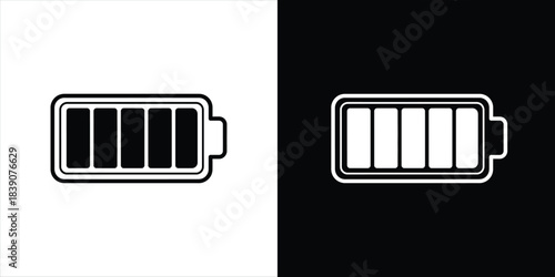 Visual representation of full battery status indicators, showcasing complete power levels on contrasting background designs for digital interfaces
