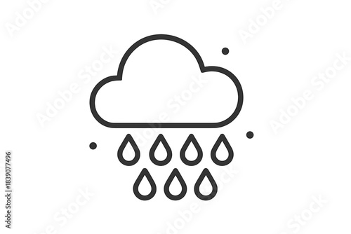 Minimalist outline icon showing rain falling from a simple cloud shape