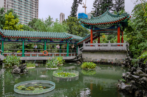 Beautiful lush garden at the Wong Tai Sin Temple