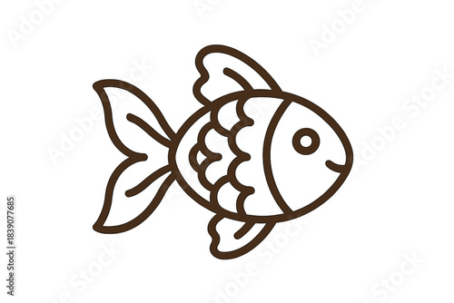 Simple outline icon of a goldfish with flowing fins