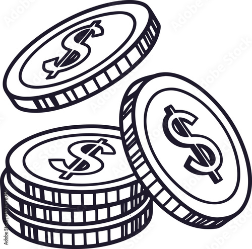Simple sketch of a coin silhouette on a white background