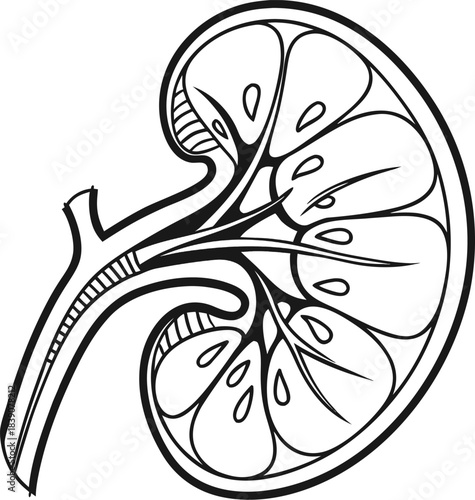 Simple outline of human kidneys icon on a white background