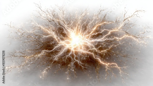 Large lightning explosion illuminates night sky intense lightning strike creates brilliant burst of light