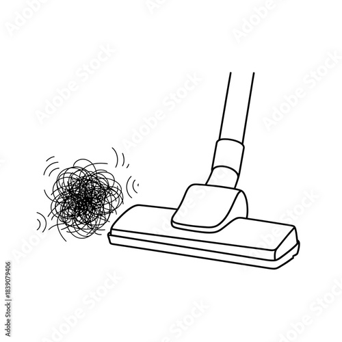 Vacuuming Dust Bunnies in a Home Environment - Illustration Perspective