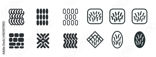 Set of abstract texture icons with various patterns and shapes
