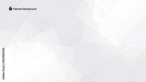 Minimalist geometric abstract background with overlapping translucent white polygons layered in soft gradient flat design with clean modern style for digital and print media