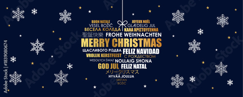 thank you christmas greeting card with heart made of snowflakes vector illustration