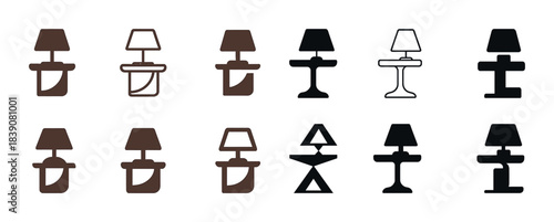 Various table lamp silhouettes in black and brown designs