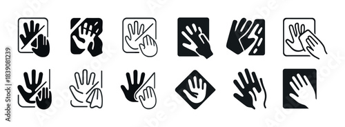 Universal no touch signs collection in various styles and designs