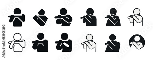 No icon set: black and white silhouettes