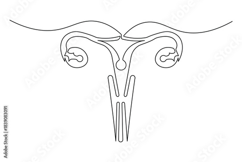 Gynecology symbol continuous outline drawing simple style medical icon