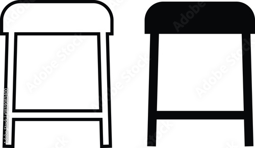 Furniture and chair icons set, collection of sofa, armchair, dining chair bar stool lounge seat, director chair table and seating symbols in solid and outline vector isolated on transparent background