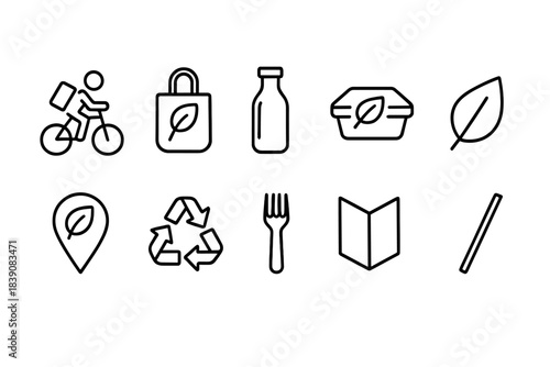 Eco-friendly, sustainability line icon set. Green, recycling, eco icons outline collection