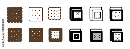 Collection of cookie and biscuit icons in various styles and colors