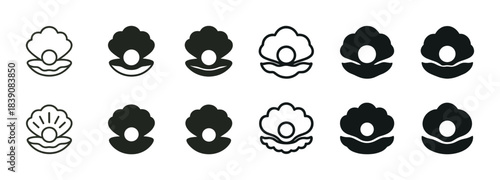 Collection of black and white pearl icon variations