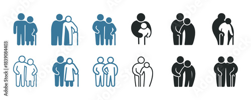 Abstract family icons in various styles and colors