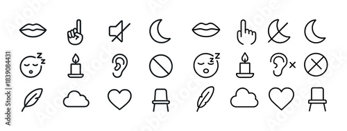 Minimalist icon set featuring communication, nature, and objects