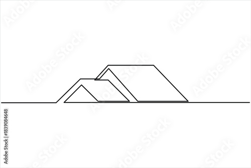 Continuous thin one line home art vector illustration, minimalist house concept. Single line art cottage building design