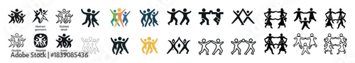 Abstract geometric dance figures: stylized human icons and symbols