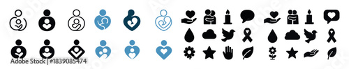 Icons depicting family love, health, nature, and communication