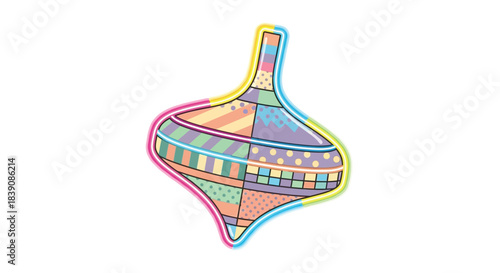Colorful spinning top toy with a vibrant and playful design isolated on white background.