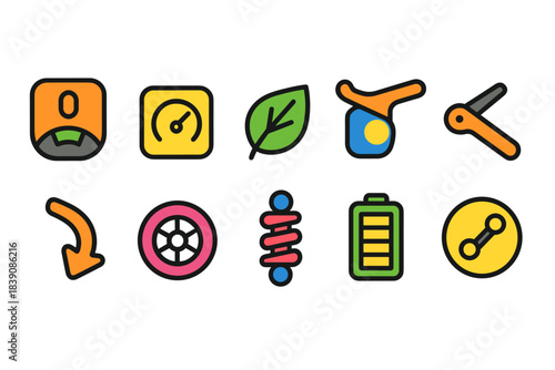 Technology, gadgets flat icon set. Electronic devices and tools colorful flat collection
