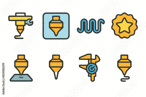 3D printing outline icon set. Technology, innovation, machine icons collection.