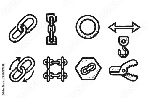 Construction and industry outline icon set. Building, machinery, tools line collection