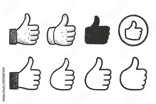 Thumbs up silhouette icon set: hand gesture approval symbols in silhouette style