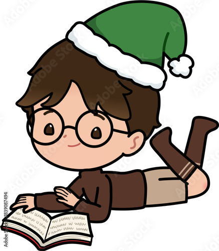 boy reading a book