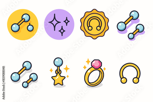 Jewelry and accessories icon set. Fashion, chic, glam line art icon collection