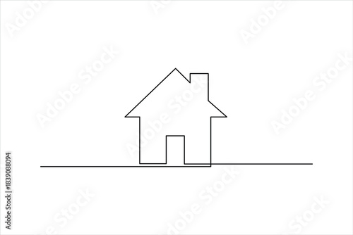  Continuous one line art drawing of house vector illustration. minimalist house icon outline symbol