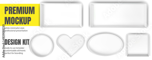 White open box mockup. 3d cardboard package top view for gift or pizza delivery. Blank square paper container with realistic shadow. Empty mock up vector isolated above display. Heart tray design