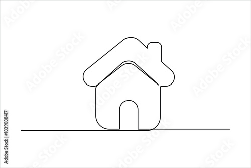  Continuous one line art drawing of house vector illustration. minimalist house icon outline symbol