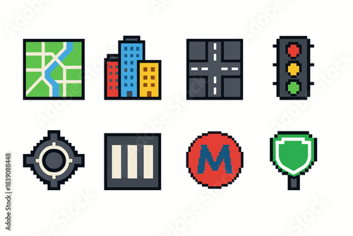 Transportation and urban outline icon set. Infrastructure, traffic icons collection